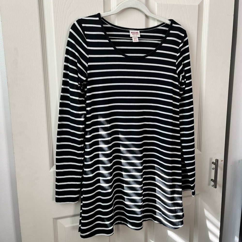 Long Sleeve Striped Dress | Black and White Dress